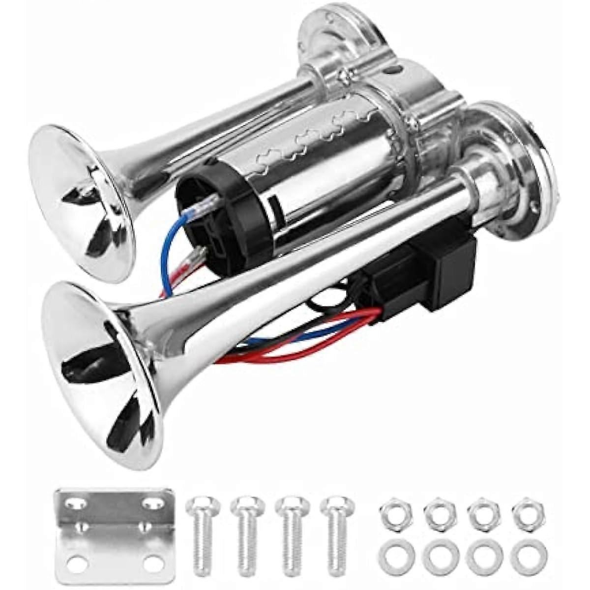 Araba Kornası 600 DB Süper Yüksek Çift Tüplü Havalı Korna Kiti Tüm Araçlar İçin 12V Araba Hoparlörü