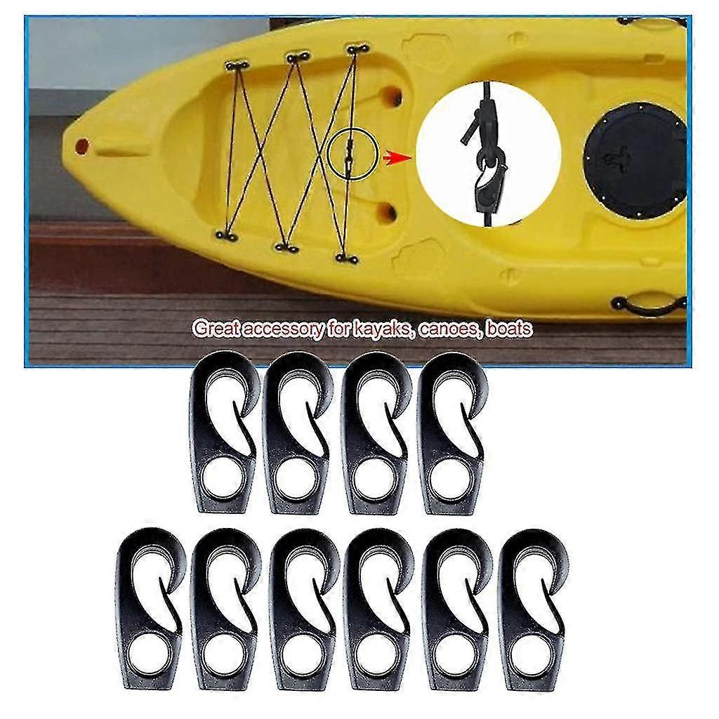 10pcs Black Kayak Shock Cord Hook Nylon Hook For Shock Cords