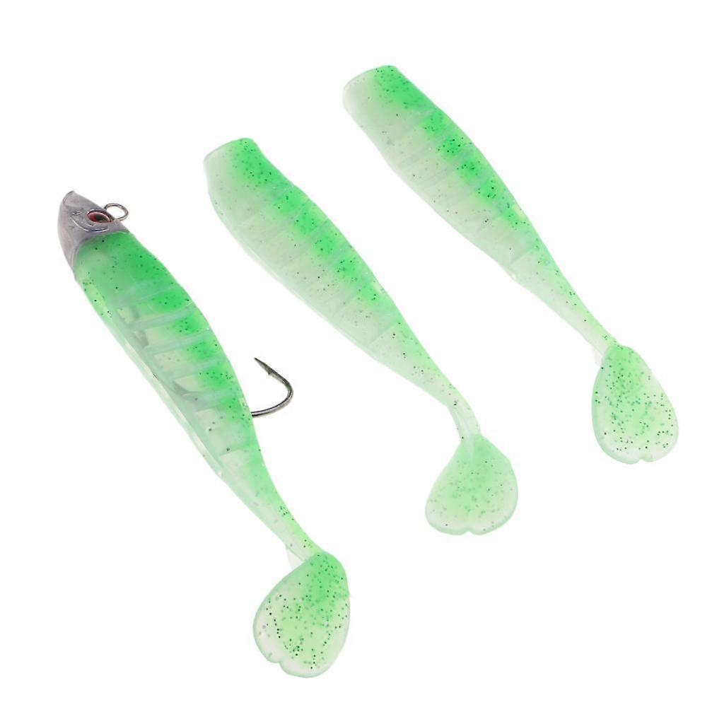 Lead Head T Tail Leurre de pêche souple appât avec deux queues de poisson noir et transparent