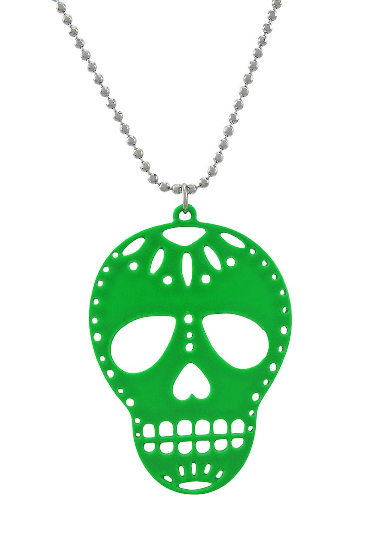 Green Enamel Sugar Skull Necklace DOD