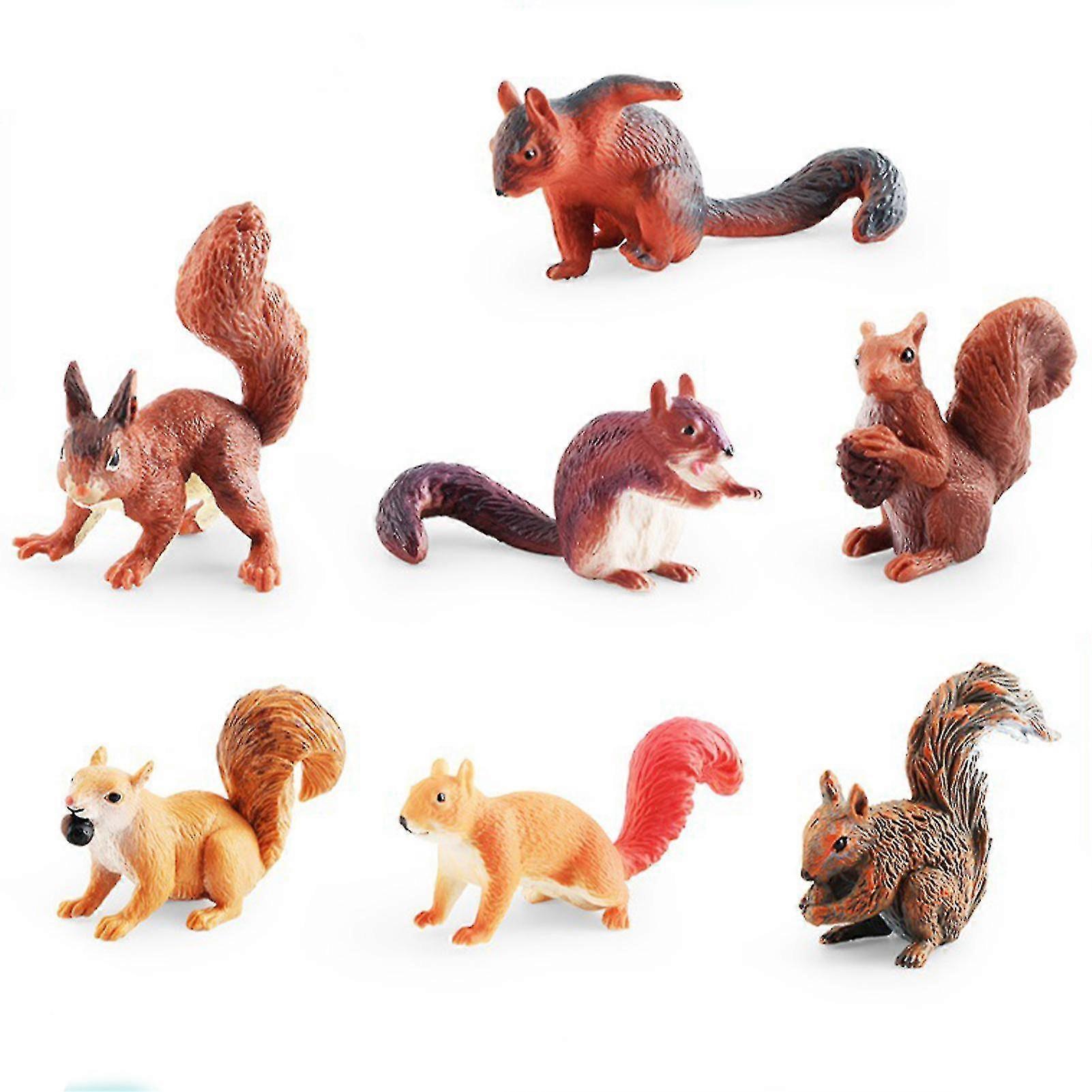 7pcs/set Realistic Squirrels Pvc Desktop Ornaments Portable And Lightweight Squirrels Ornaments For Living Room Desktop