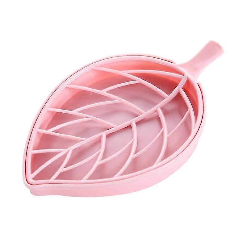 Soap Dish Pink Creative Leaf Shape Double Layer Soap Dish Colorful Non-slip Soap Box