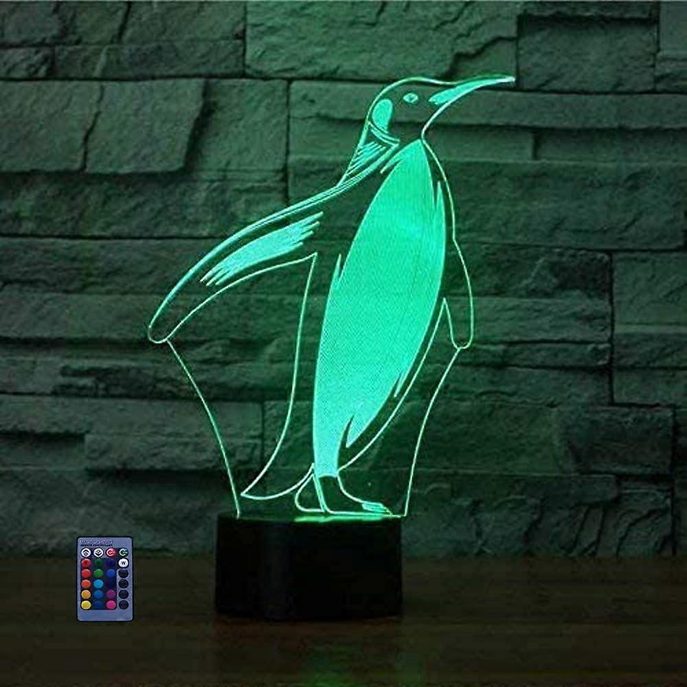Penguin 3D Nightlight Colorful Touch Remote Control Atmosphere Gift 3D Small Table Lamp