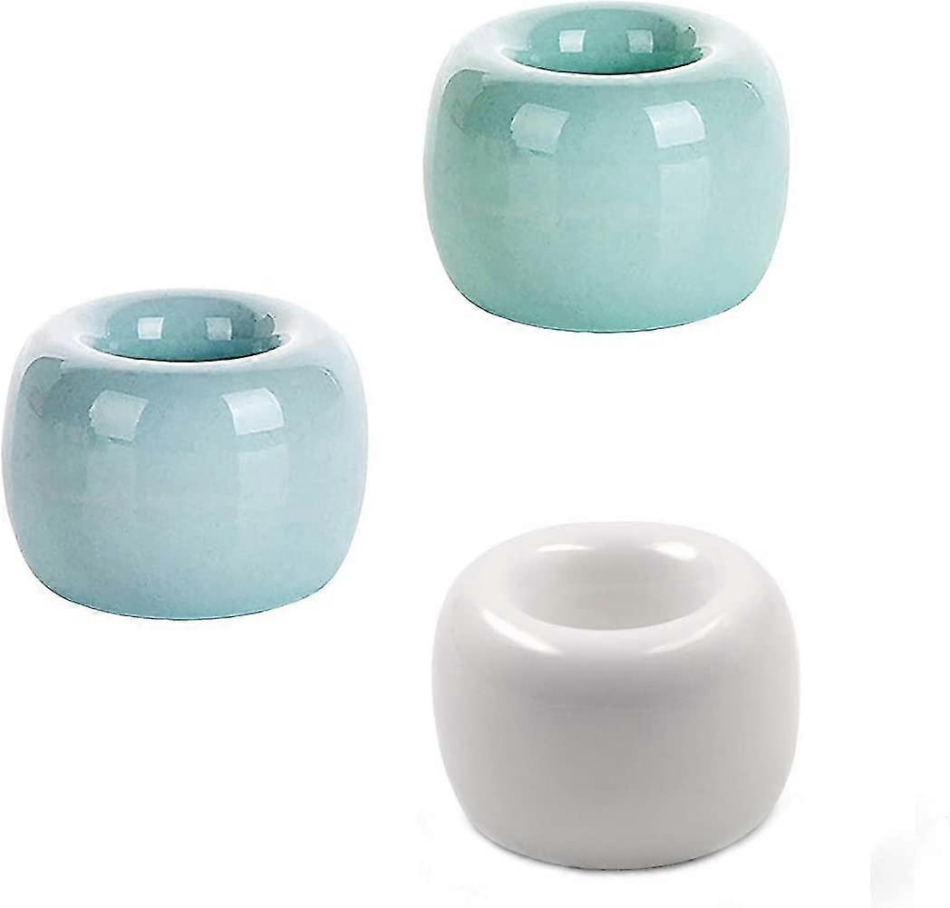 3 Pcs Mini Ceramic Toothbrush Holder Stand,pen Stand Rings
