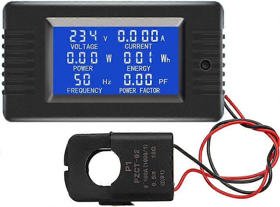 AC 80-260V 100A Current Voltage Amperage Power Energy Panel Meter LCD Digital Display Ammeter Voltmeter Multimeter with Open CT