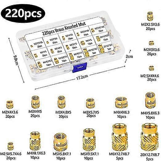 220pcs M2-m6 Press Nut Brass Threaded Bushings Inner Thread High Quality