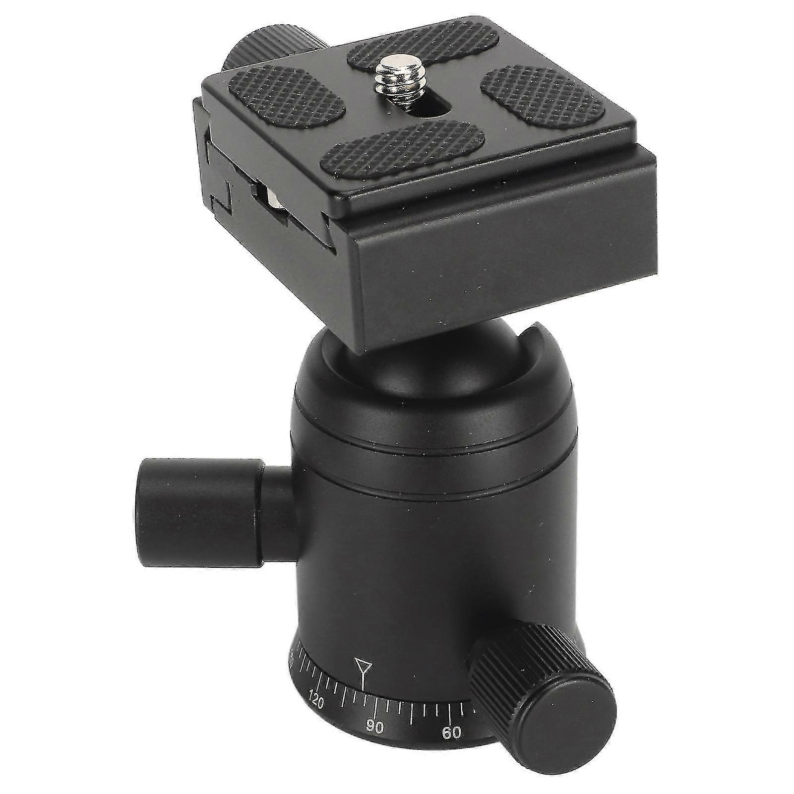 Metal Tripod Head with 360 Degree Rotating Panoramic Ball Head, 3/8in Thread and 1/4in Quick Release Plate Bean