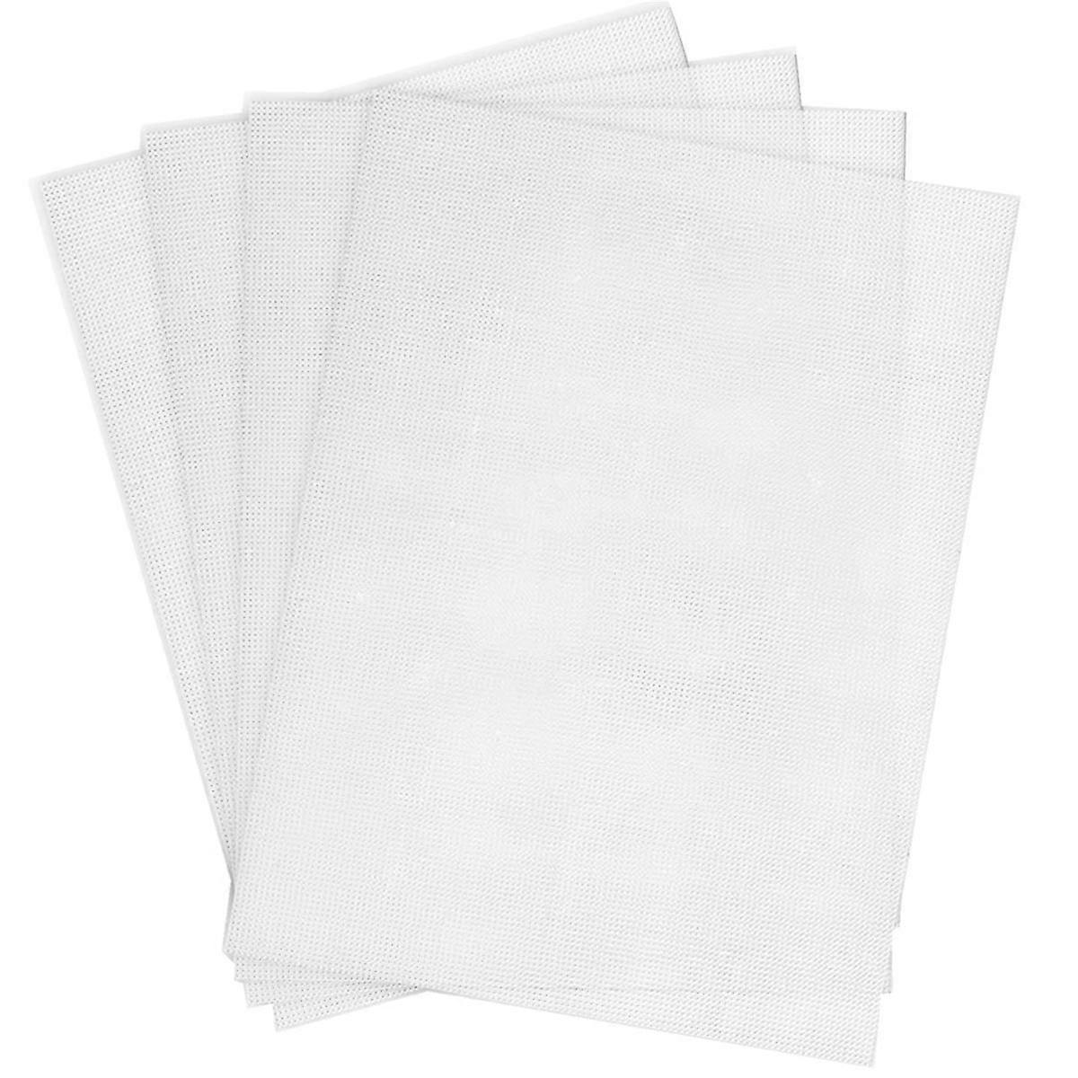 4 PCS 14 Count Plastic Mesh Canvas Sheet 14 CT Plastic Aida for -,Making Jewelry Organizer (11x8Inch) White