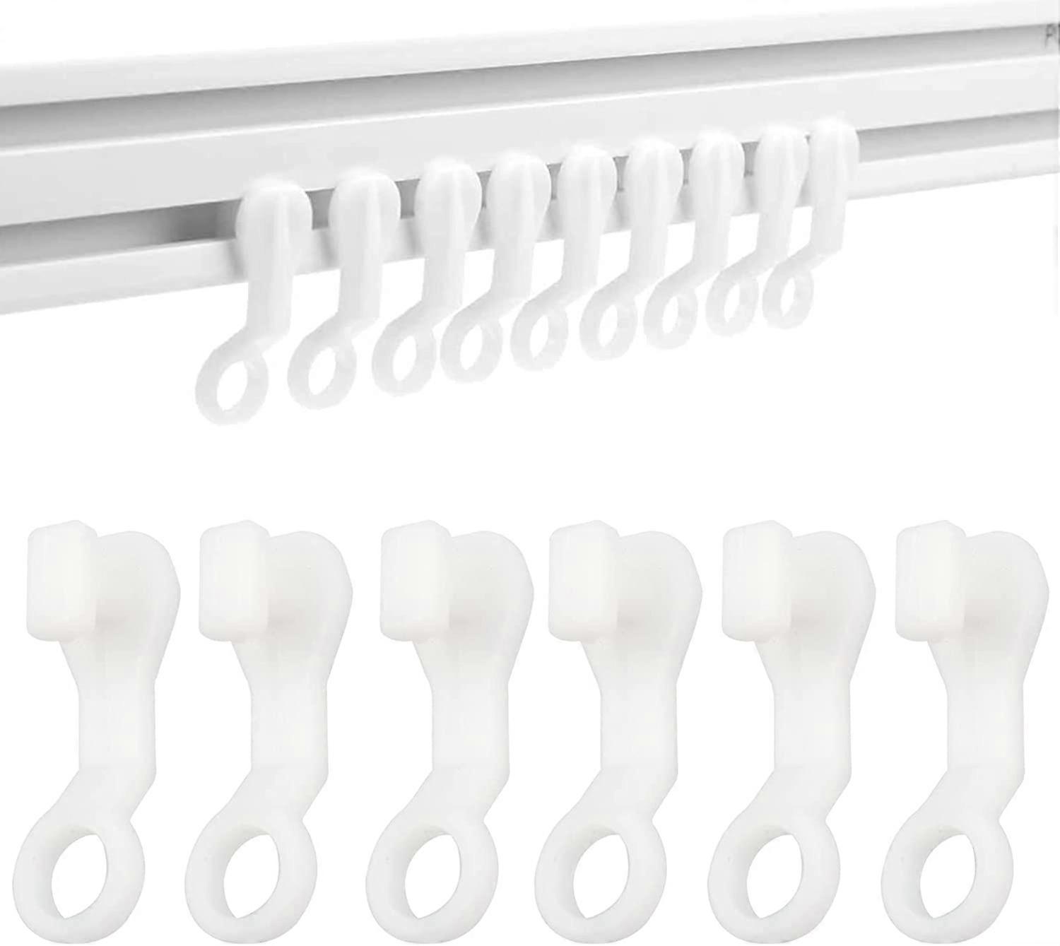 6 pcs Curtain Hooks Plastic White Gliders Curtain Track Gliders Hooks Curtain Rail Track Gliders Hooks for Curtain Rail Track