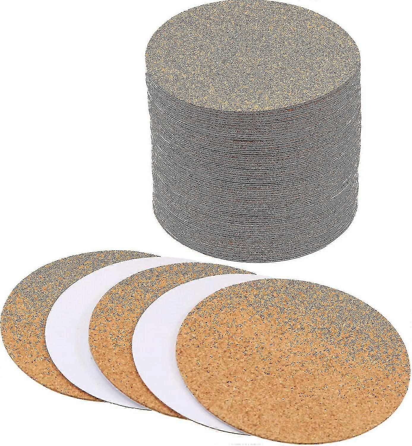 100 Pcs Self-adhesive Cork Coasters Round Cork Mats Cork Backing Sheets