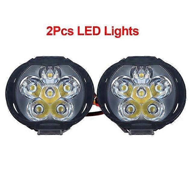 2Pcs/Set Motorcycle Light Headlight 1200LM LED Spot Light+Switch Universal Scooter Fog Light 6000K White Car Night Lamp