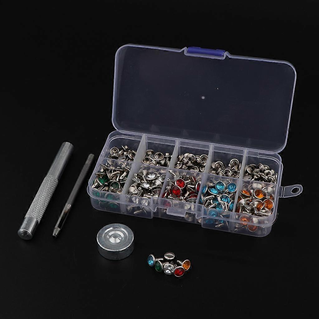 200 Sets Rhinestone Rivets Stud Snap Button DIY Clothes Shoes Bags Decor
