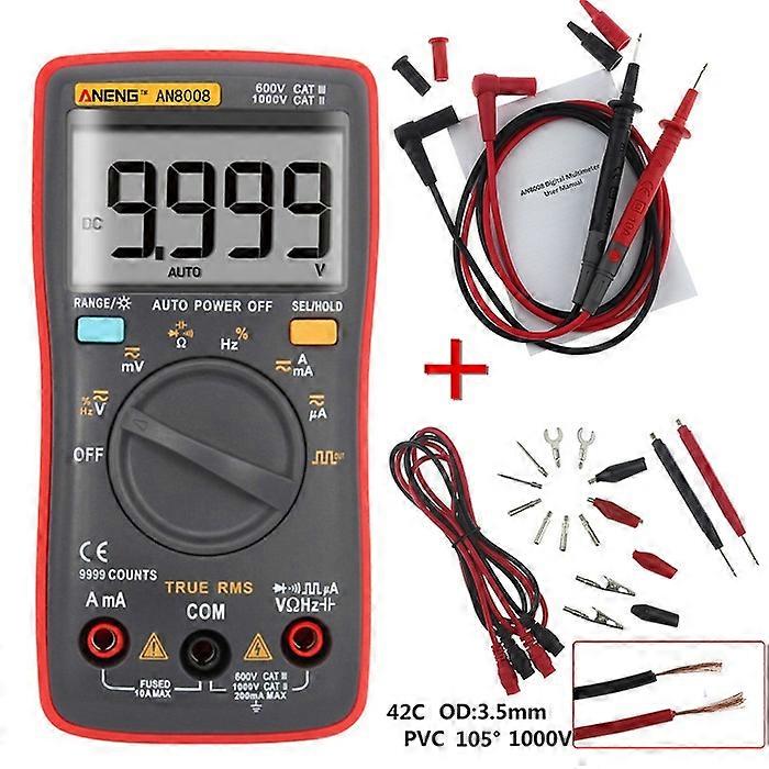 AN8008 AN8009 Auto Range Digital Multimeter 9999 counts With Backlight AC/DC Ammeter Voltmeter Ohm Transistor Tester multi meter