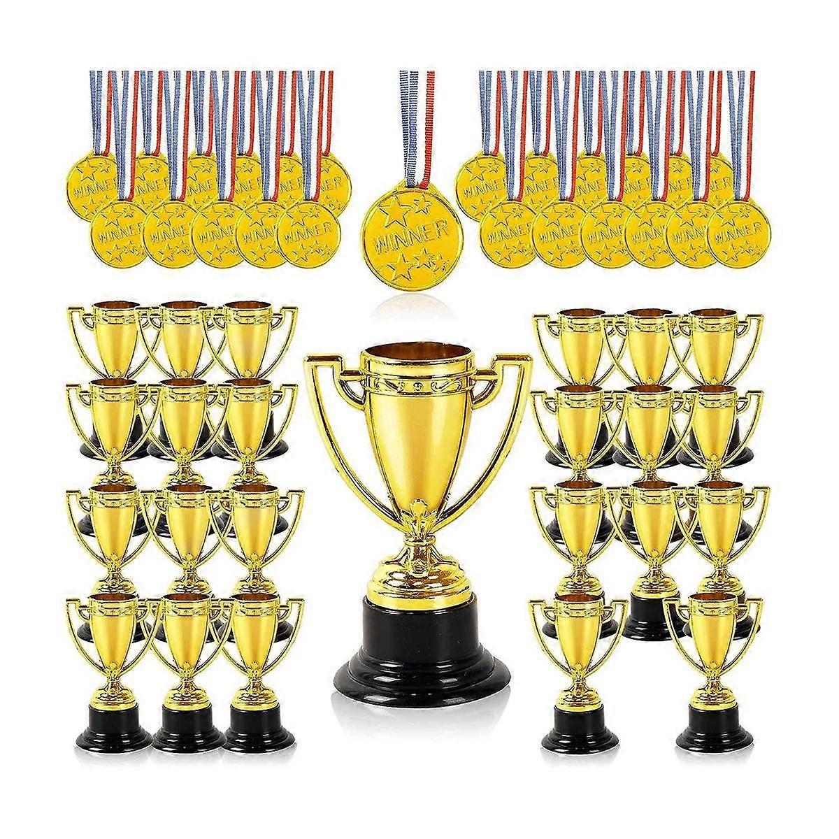 20個のミニトロフィーと20個のメダル賞、子供と大人のための勝者メダル-パーティーの好意に最適