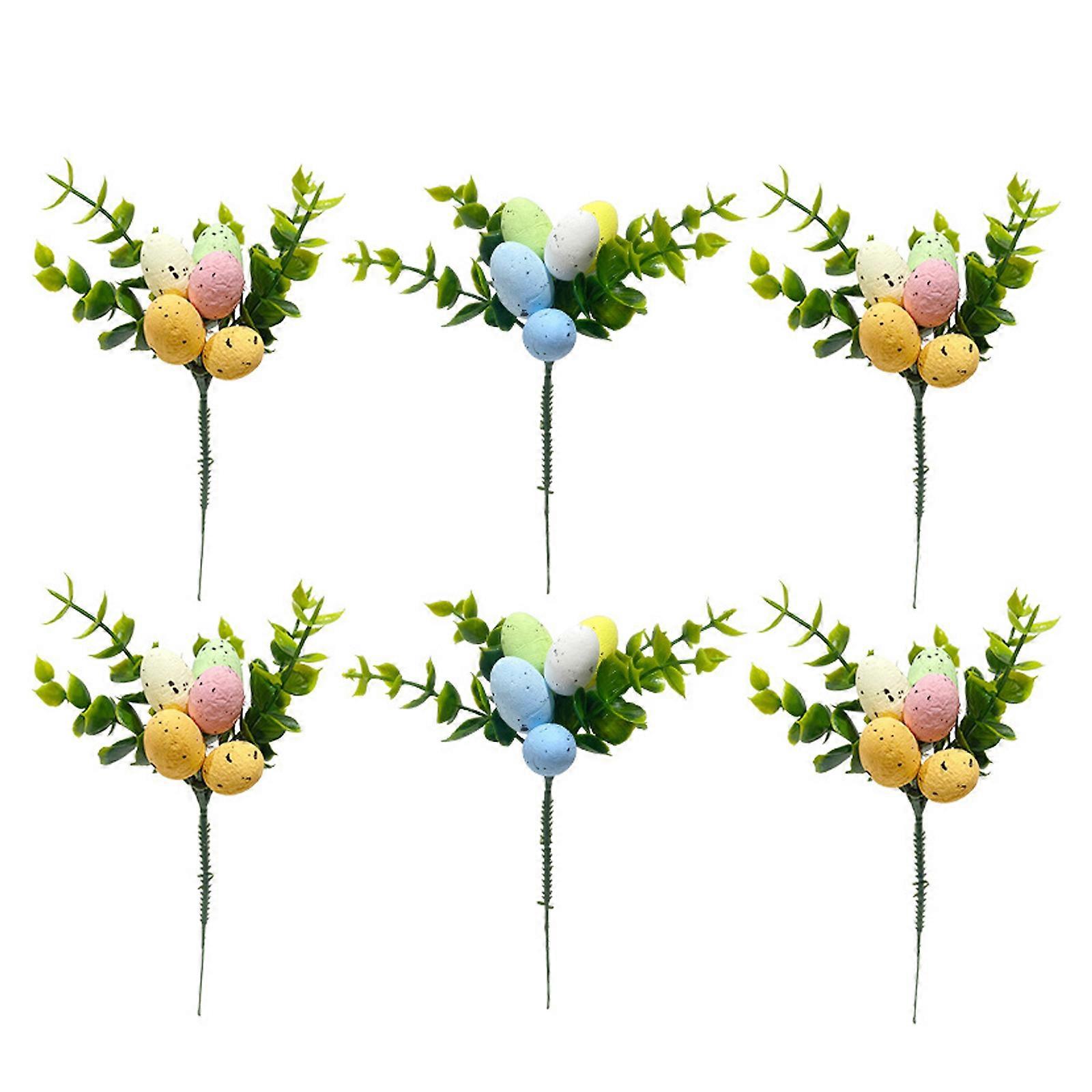 1/6pcs Easter Egg Picks Egg Tree Branches Diy Easter Stems Decorations(Color of Colored Eggs Random)