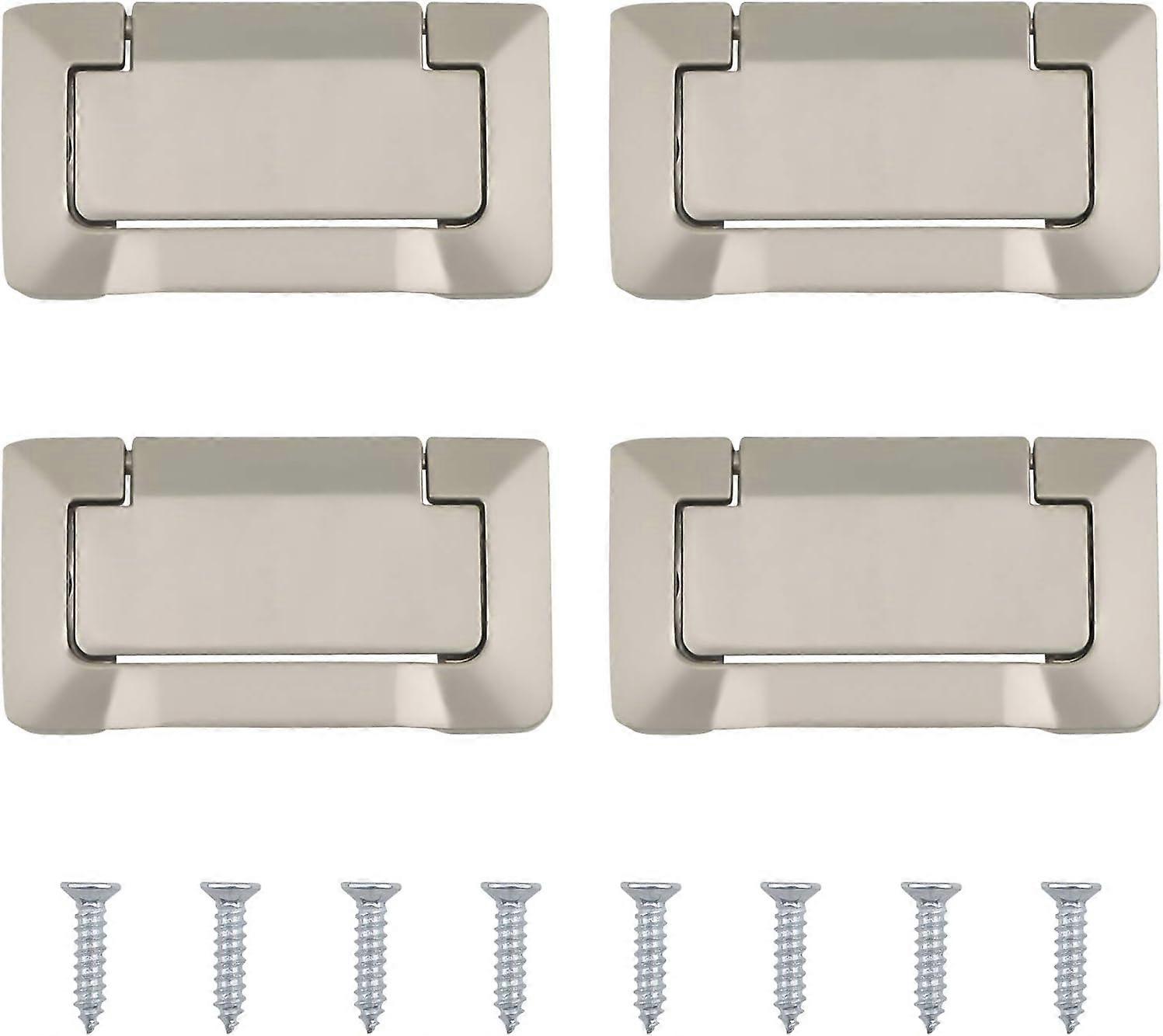 4 Pack Nickel Drawer Pulls for Pocket Doors, Zinc Alloy Concealed Knobs for Cabinets, Cupboards, Drawers
