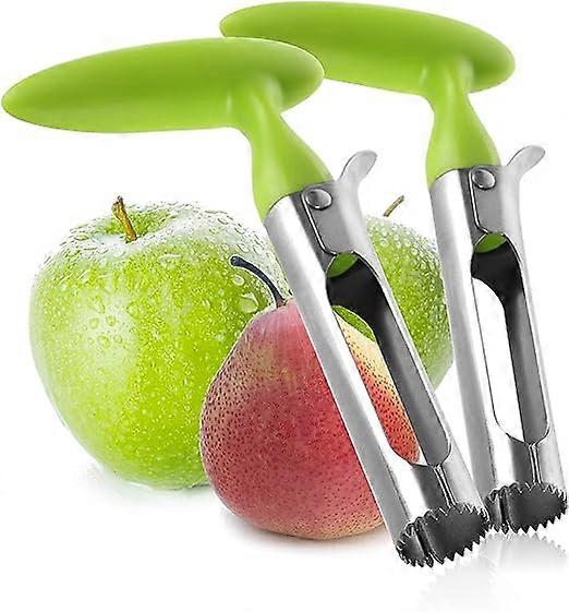 (2pcs - Apple Corer - Green) 430 Plastic Handle Stainless Steel Apple Corer - Utility Apple Corer - Apple Corer 2x 430 Plastic Handle Stainless Steel 