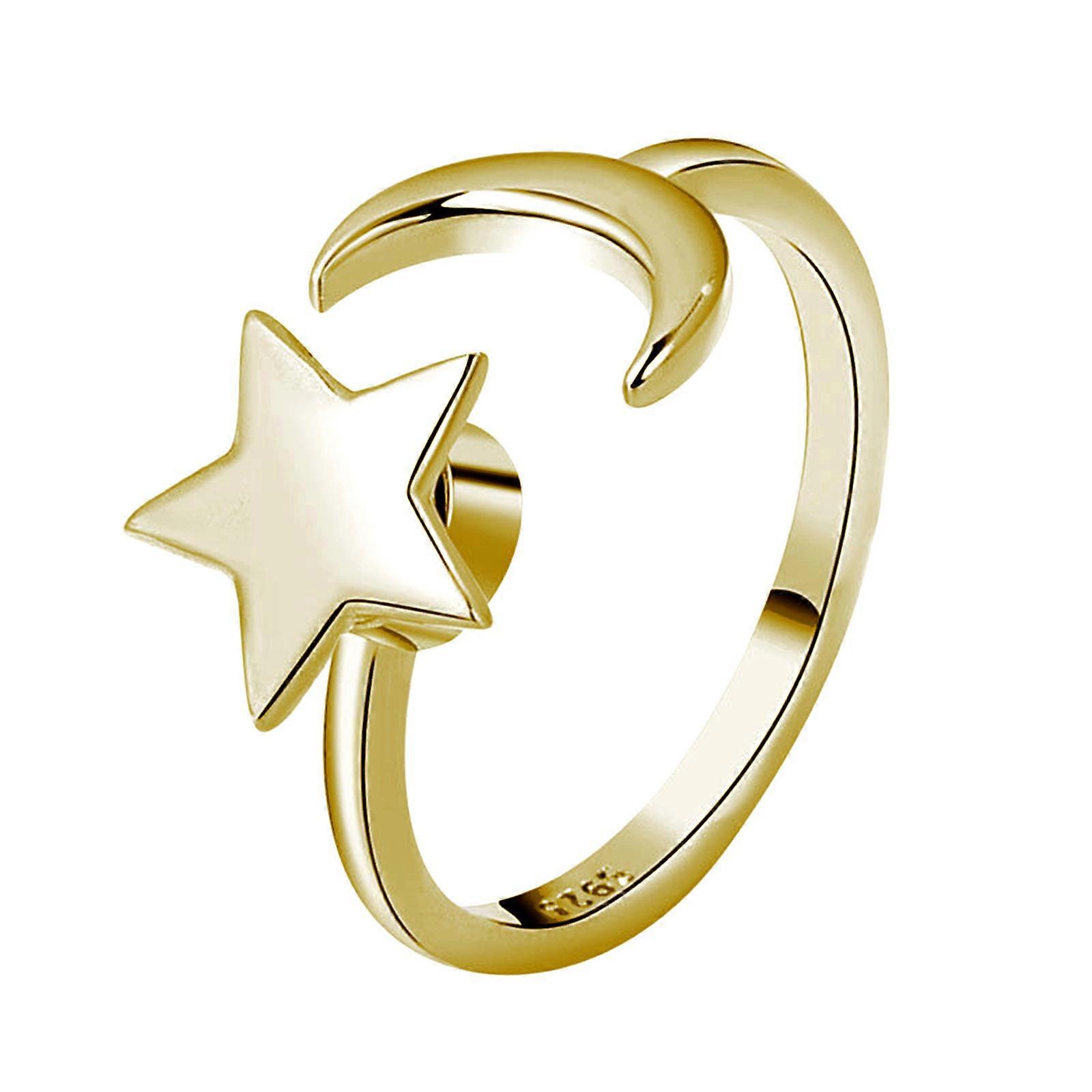 Creative Running Bead Ring Star Moon Rotating Ring Women's Simple Ring
