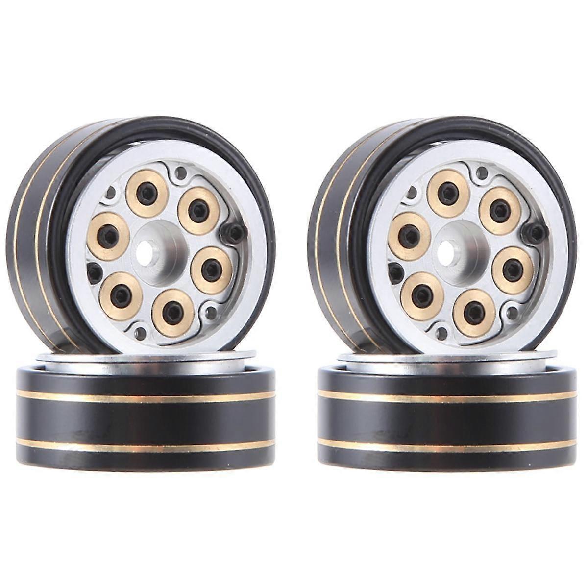 4 Stücke 1,0 Zoll Mini Beadlock Felgen Nabe für 1/24 1/18 RC Crawler TRX4M AX24 SCX24 FCX24 FCX18 RC Crawler Auto Silber