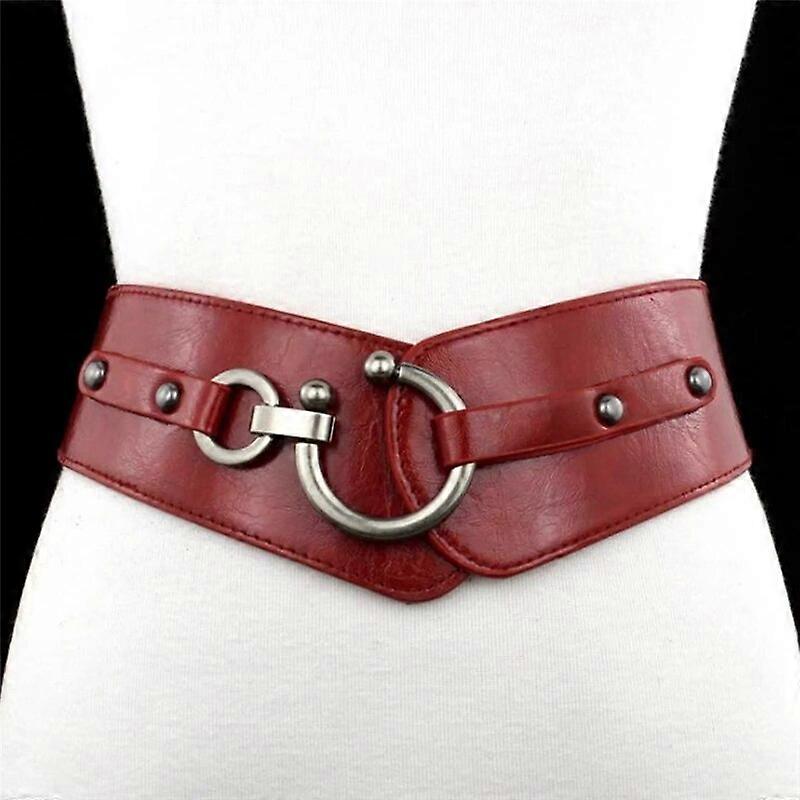 Fashion Gold Semi-Circular Buckle Wide Belt Female Brown/Black/Wine Red Pu Leather Waist Belts For Women Dress Pants Brand New