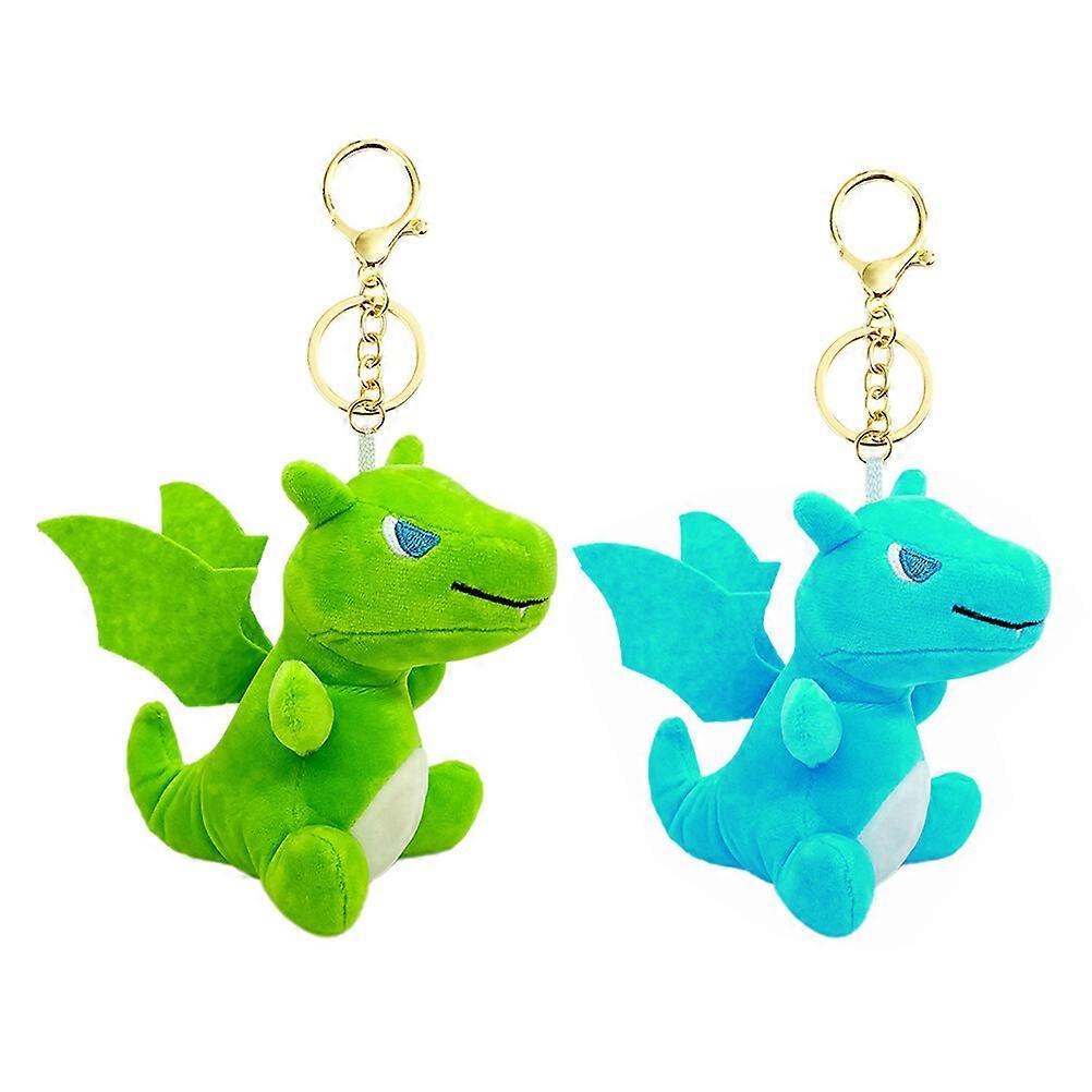2pcs Plush Dinosaur Pendant Keychain Animal Plush Toy Keyring Hanging Ornament