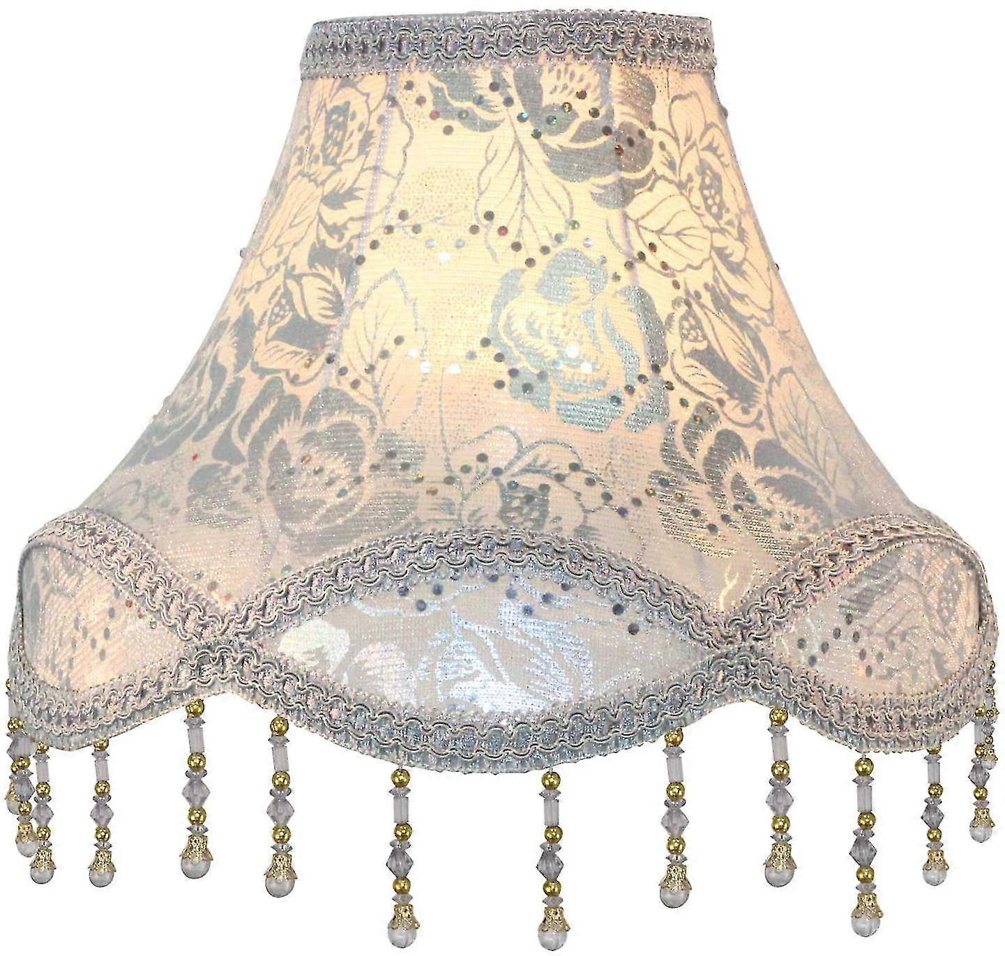 11.8" E27/e14 Handmade Fabric Table Lamp Shade, Silver