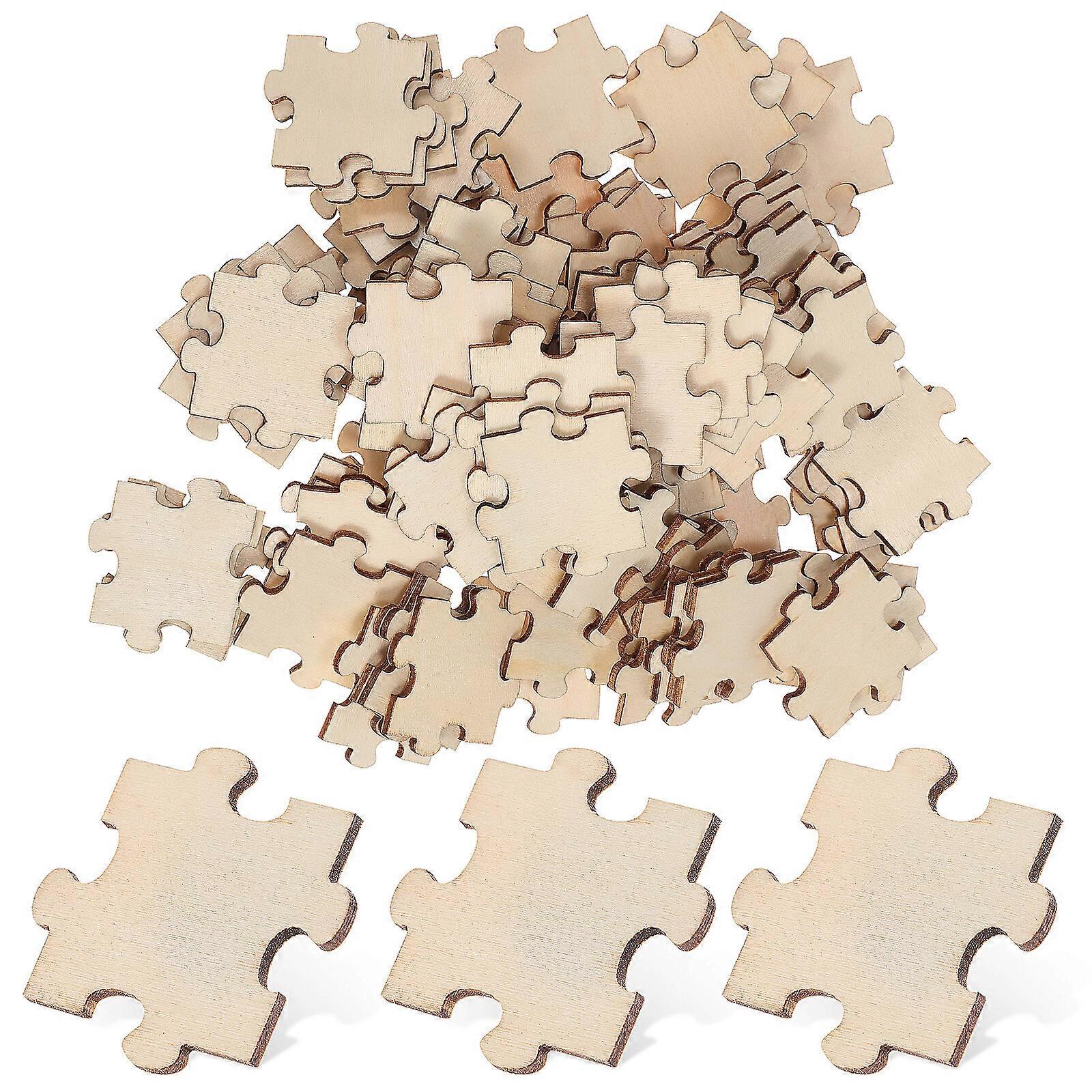100 יחידות / חבילה פאזלים מעץ לא גמורים פאזל פאזל ריק חתיכות לציור מלאכות אמנות DIY