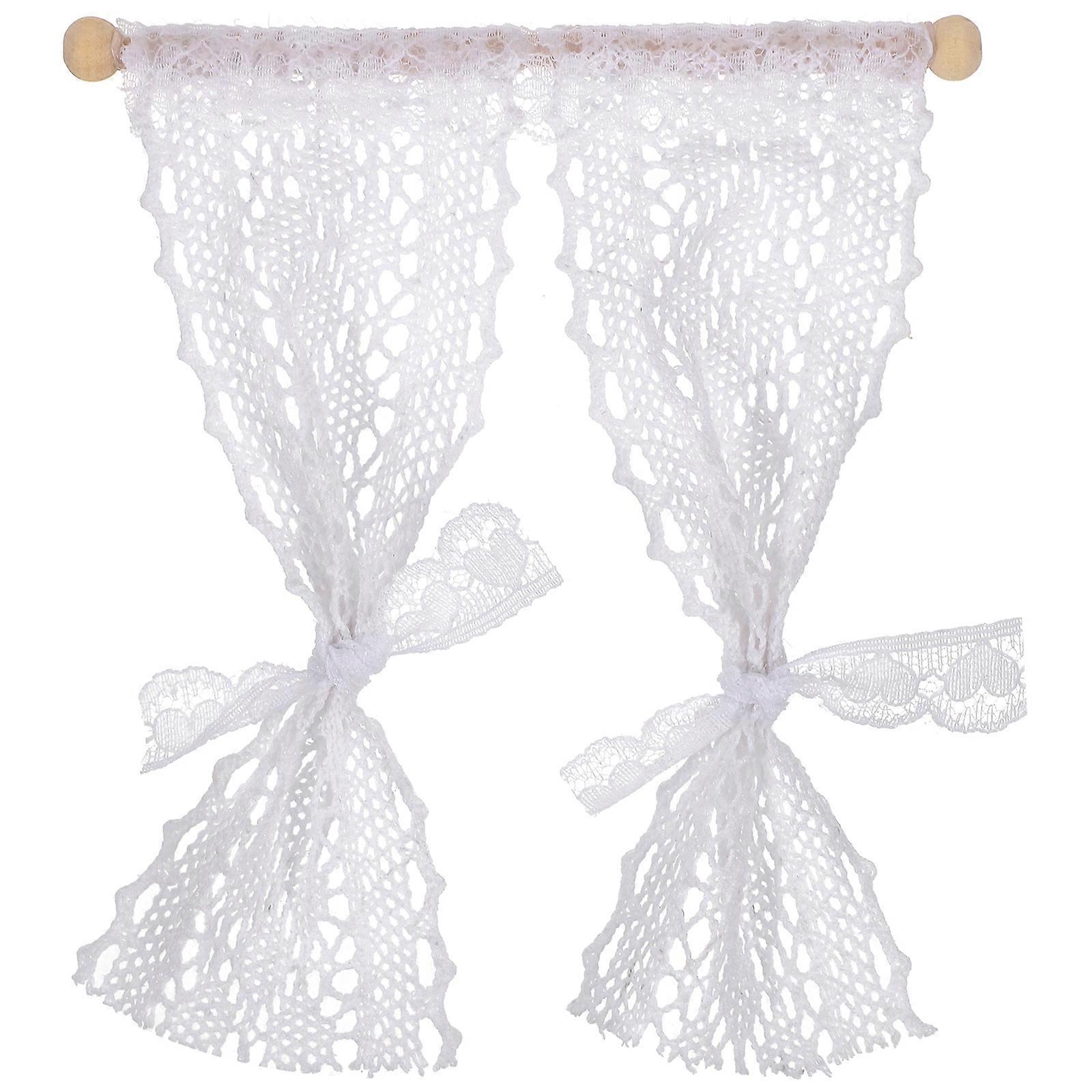 Miniature Lace Curtain Mini House Window Curtain Tiny House Decorative Accessory