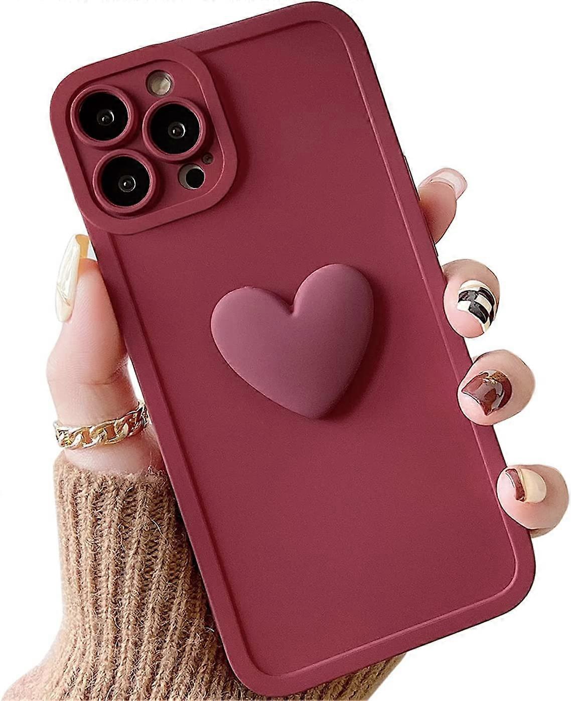 Compatible with iPhone 12 Pro Max Case, Cute 3D Love Heart with Anti-Fall Lens Cameras Cover Protection for iPhone 12 Pro Max 6.7" Soft TPU Shockproof