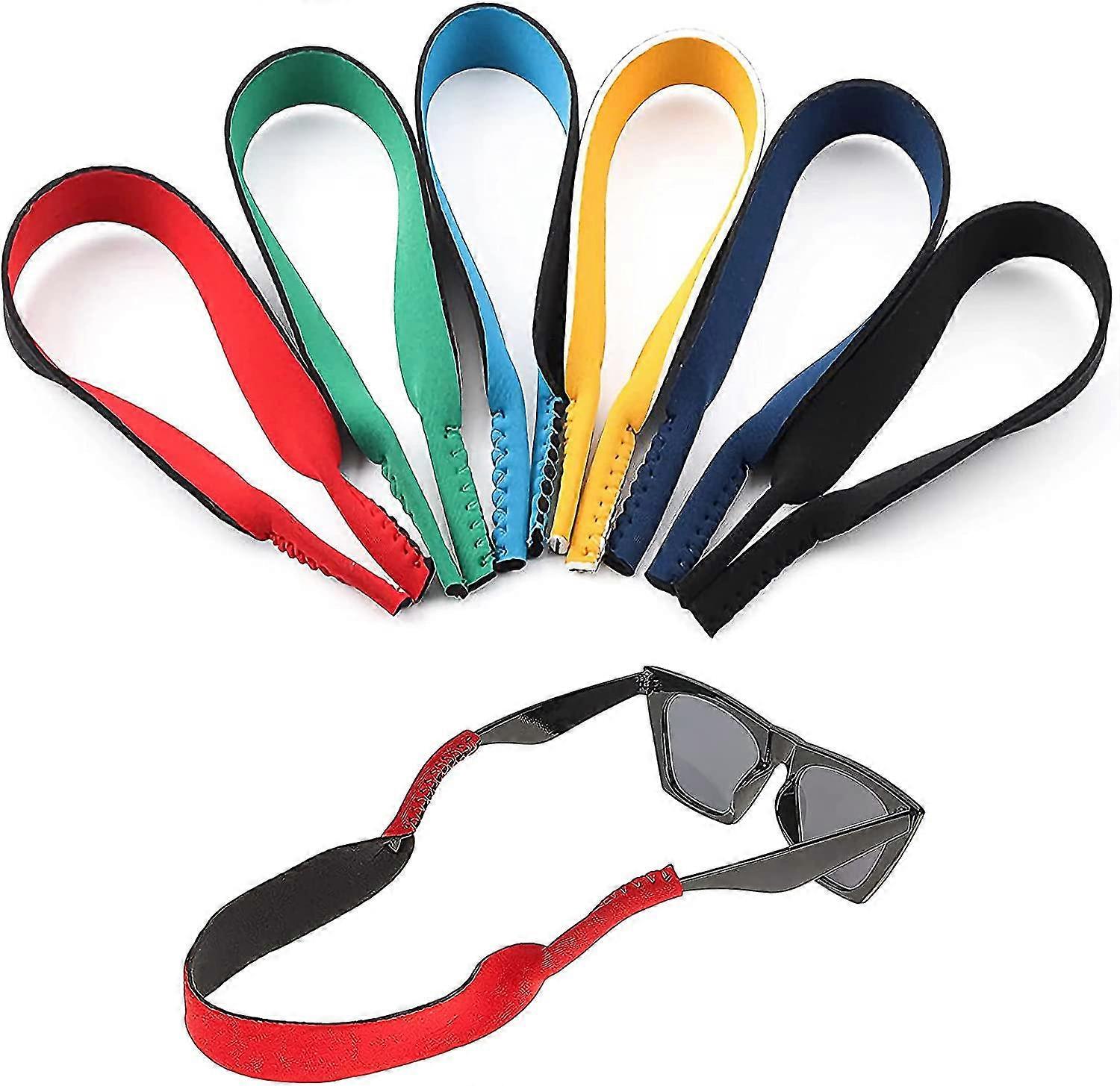 6 Pack Neoprene Elastic Cord Retainer Strap Band For Sports Eyeglass And Sunglass, Eyewear Holder Strap