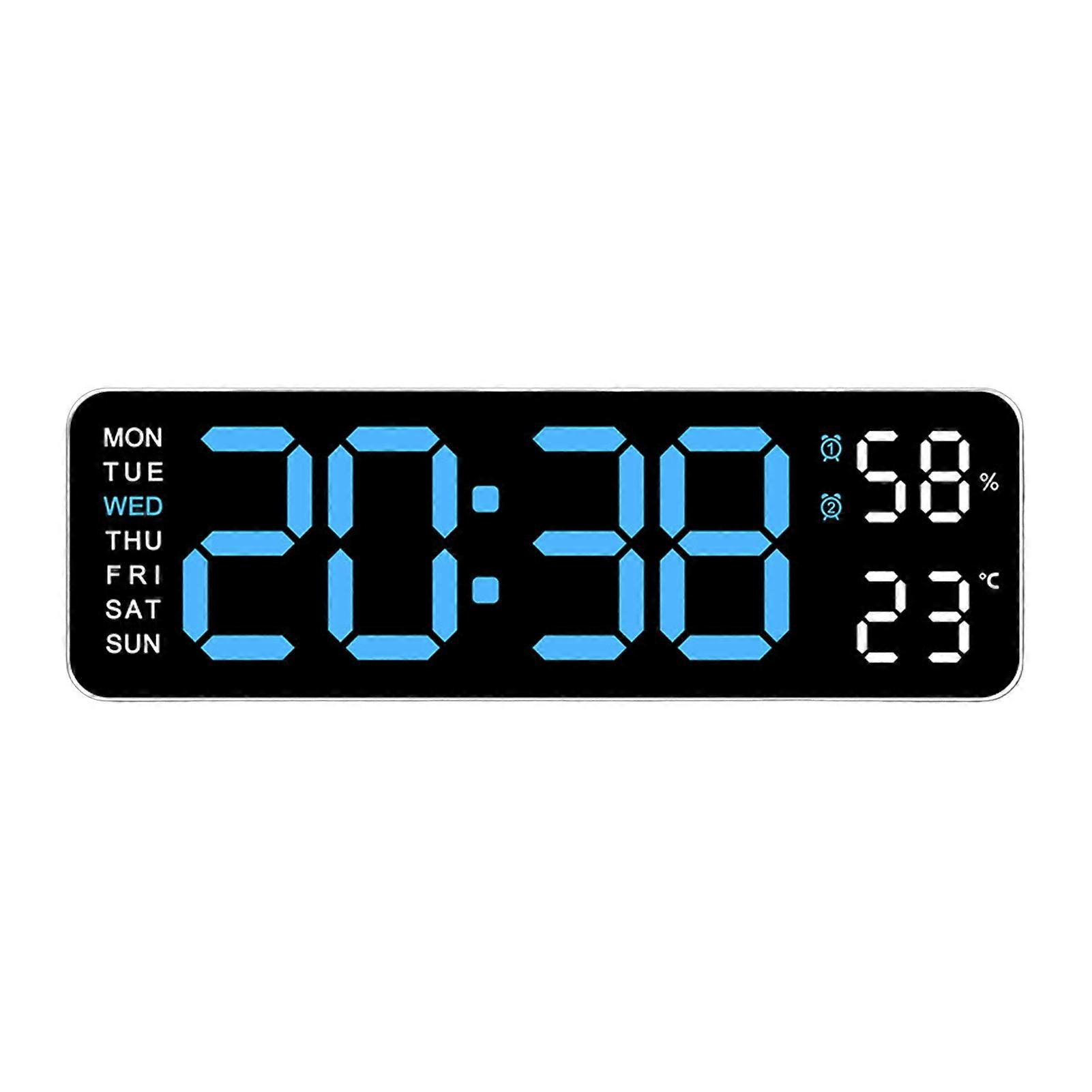 Desktop Digital Clock Large Display Calendar Clock with Two Alarms Snooze Function Adjustable Brightness Easy to Read 12/24H Alarm Clock Jikaix