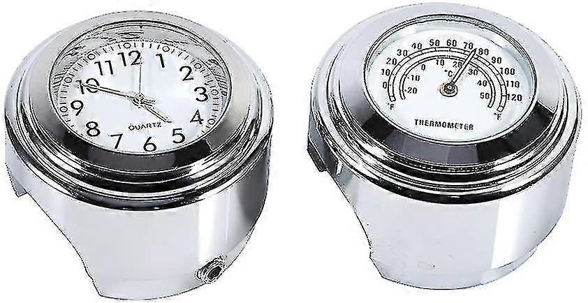 オートバイハンドルバー時計、7/8 "防水オートバイハンドルバーマウントデジタル時計と温度温度計ホワイト