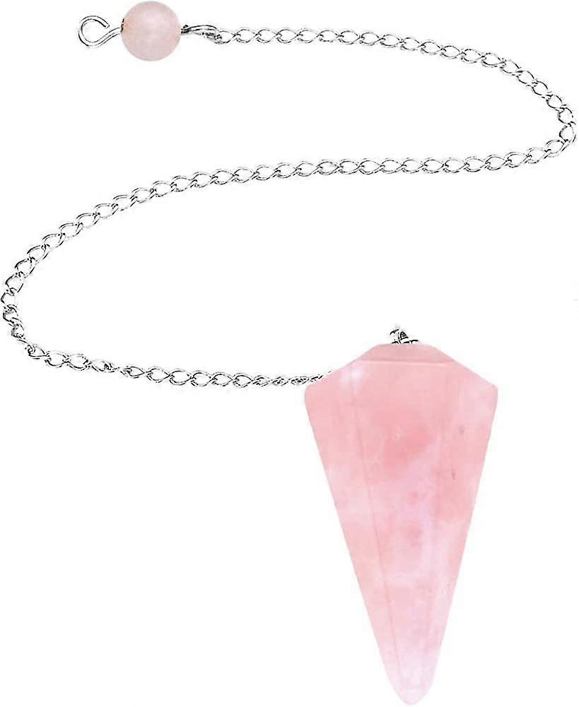 Rose Quartz Gemstone Crystal Pendulum - Dowsing, Scrying, Healing With Gift Pouch
