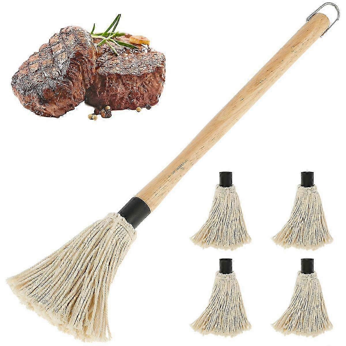 1 Conjunto Bbq Mop 18,3 polegadas Grill Brush Grill Brush Madeira Long Handle Grill Brush Para Molho Churrasco Smok