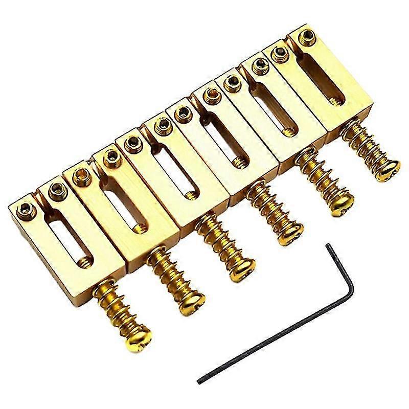 6 Set Bridge Saddle for Solid Brass Electric Guitar Bridge Bridge Code String Pull String Code String Saddle (Gold)