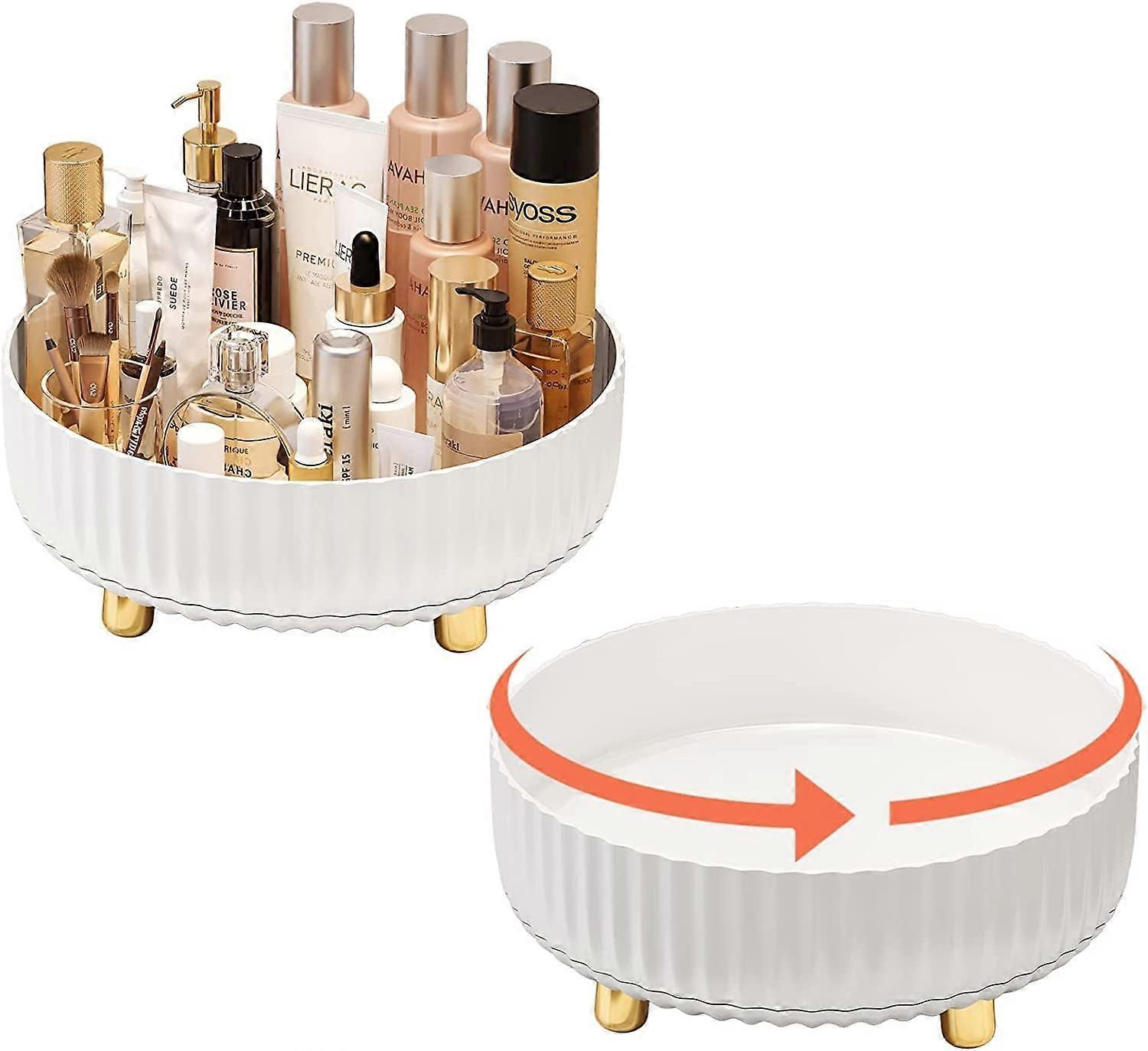 Rotating Turntable Storage Rack, Rotatable Spice Rack, Cabinet Spice Rotating Tray, Multi-Function Spice Rack for Kitchen Home Storage (White)