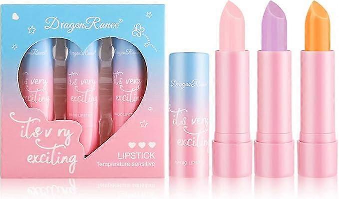 3PCS Lip Balm Set - Lip Balm Multipack - Color Change Moisturizing Lip Blam for Day & Night Lip Care - 3 Color Natural Lip Balm for Dry Cracked Lips P