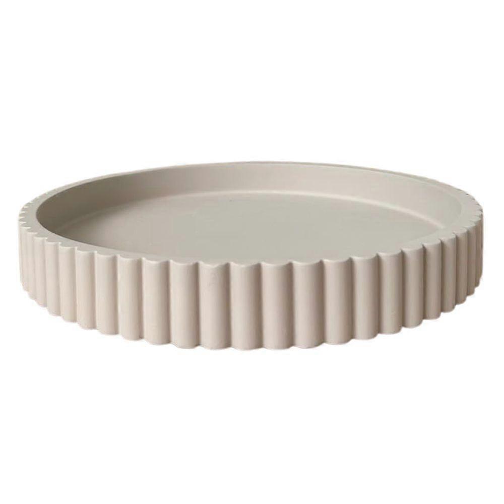 Round Decorative Tray Resin 11'' Diameter Solid Color Tray Minimalist Tabletop Decor Tray for Coffee Table Centerpiece