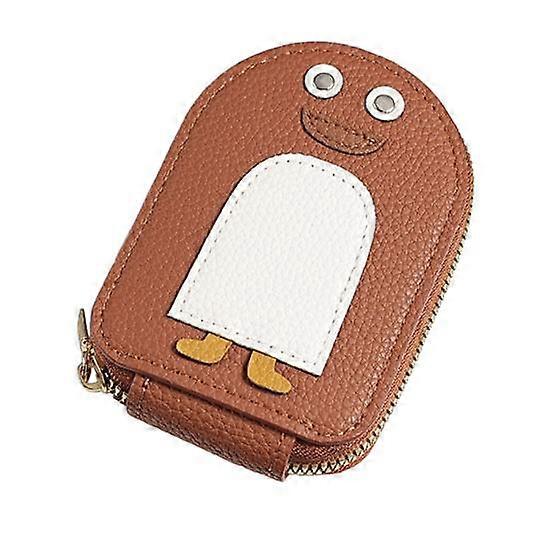 1/6Pcs Credit Card Holder Penguin Design Wallet Zipper Closure Wear Resistant Waterproof Card