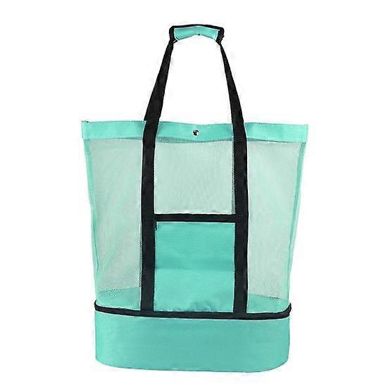 Outdoor Travel Picnic Bag with Detachable Cooler Mesh Beach Bag for Women Men Insulated Ice Bag Foldable Organizer Net Storage Bag for Camping