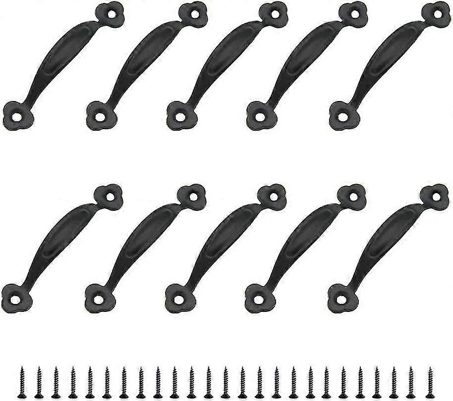 10 ريترو يسحب مقبض الأثاث مقبض الباب سبائك الزنك الريفية لدرج خزانة المطبخ (80 مم) - أسود