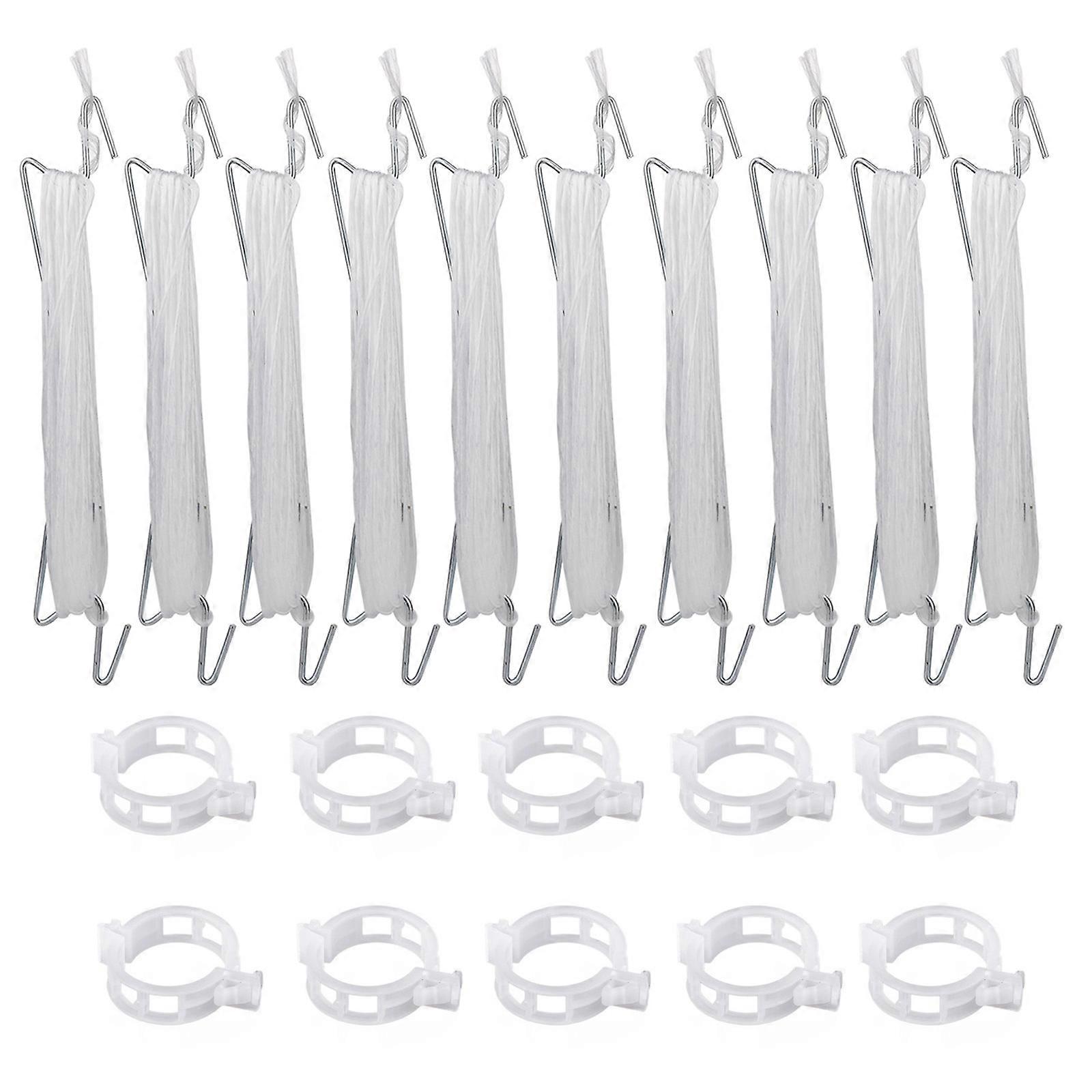 10mホワイトラインと10クリップ植物サポートJフック-トマトトレリス