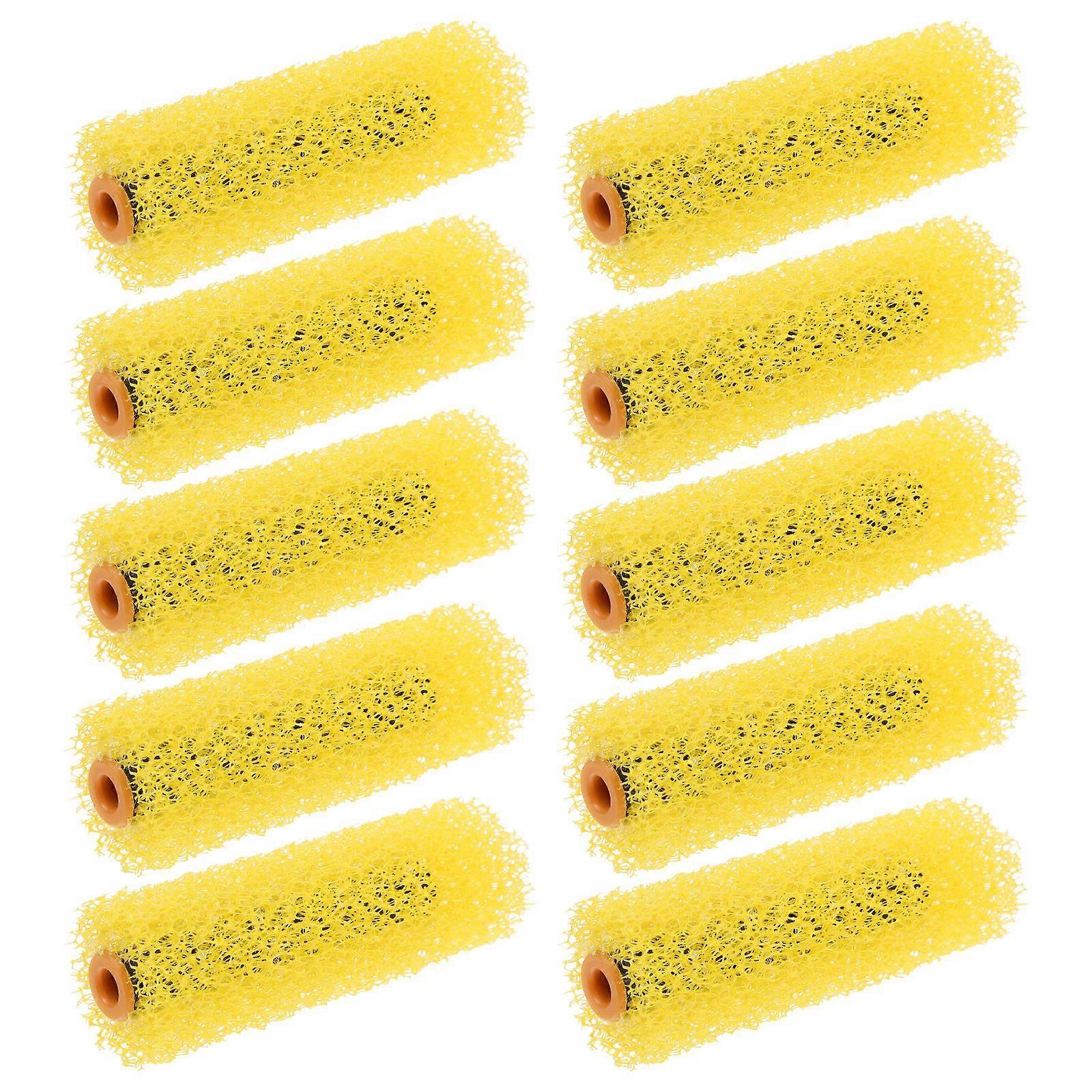 10pcs Paint Roller καλύπτει μεγάλη υφή βούρτσα τοίχου σφουγγάρι Ανάγλυφο πινέλο ζωγραφικής κυλίνδρων ζωγραφικής κυλίνδρων ζωγραφικής για οικιακή θεραπεία ζωγραφικής τοίχων κίτρινο