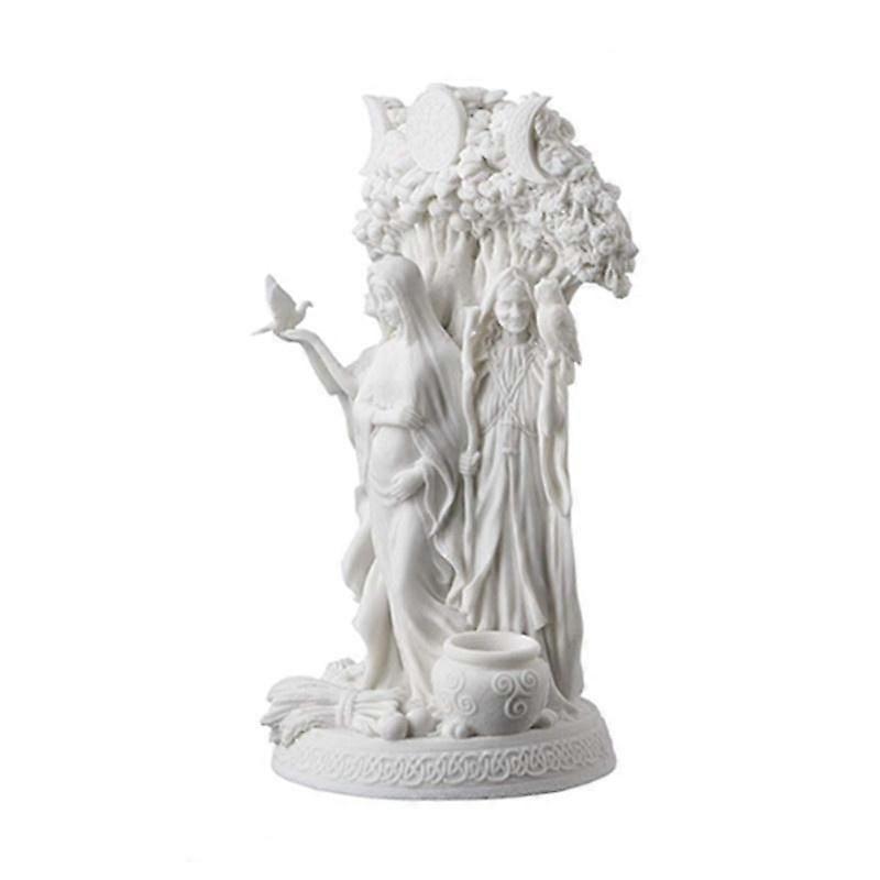 The Triple Goddess Sculpture Celtic Sacred Moon Triple Goddess Mother Maiden Crone Under Tree of Life Statue Hecate Brigid Decor Garden Sculpture