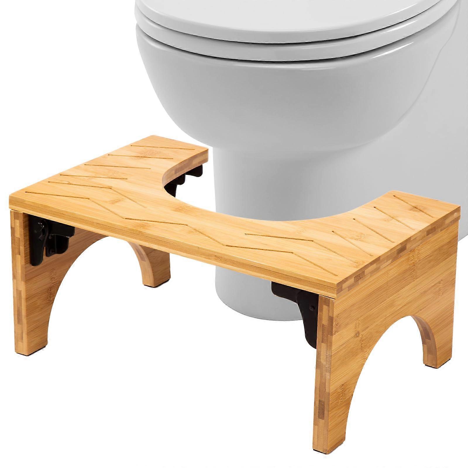 Non Slip Foldable Toilet Stool for Enhanced Bathroom Posture, Comfort, and Stability - Adjustable Height, Easy Storage