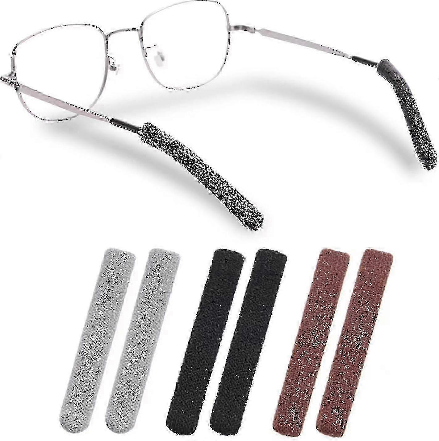 3 Pairs Soft Knitting Cotton Fabric Eyeglasses Temple Tips Sleeve Retainer, Anti-slip Elastic Comfor