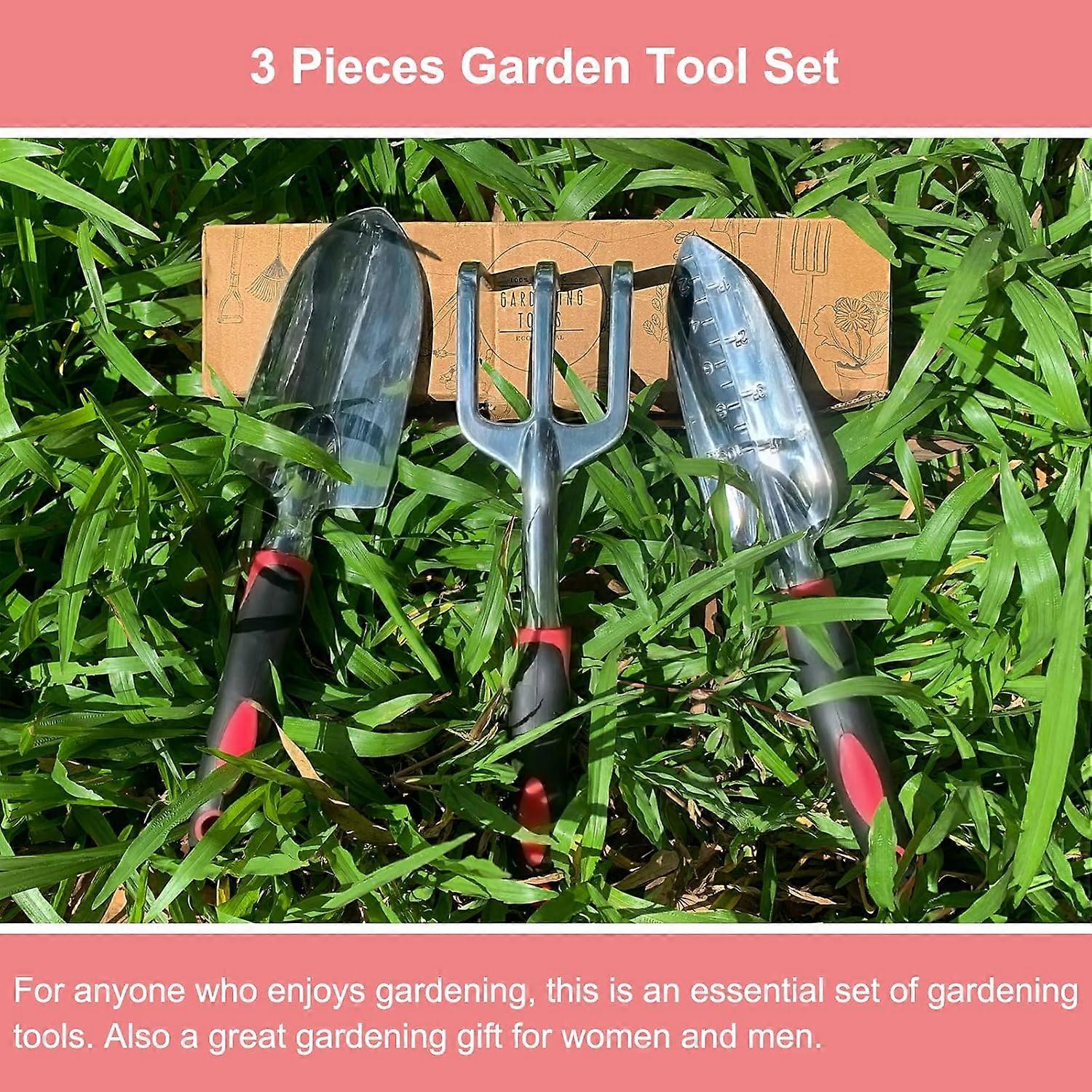 3-Piece Aluminum Garden Tool Set - Durable Trowel, Rake & Cultivator ...