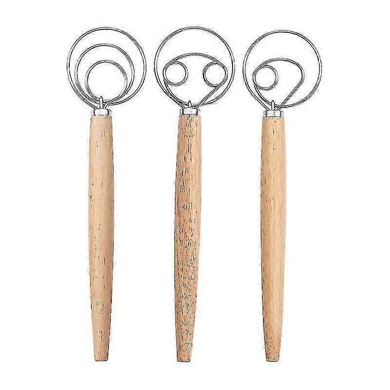 Dough Whisk Bread Mixer Stainless Steel Whisk With A Dough Scraper For Bread, Pastry Or Pizza Dough - Baking Tool(3pcs, Silver)