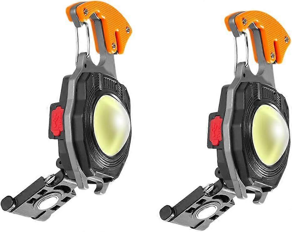 (2 Pack)Pocket Flashlight Keychain, COB & LED Work Light, Rechargeable