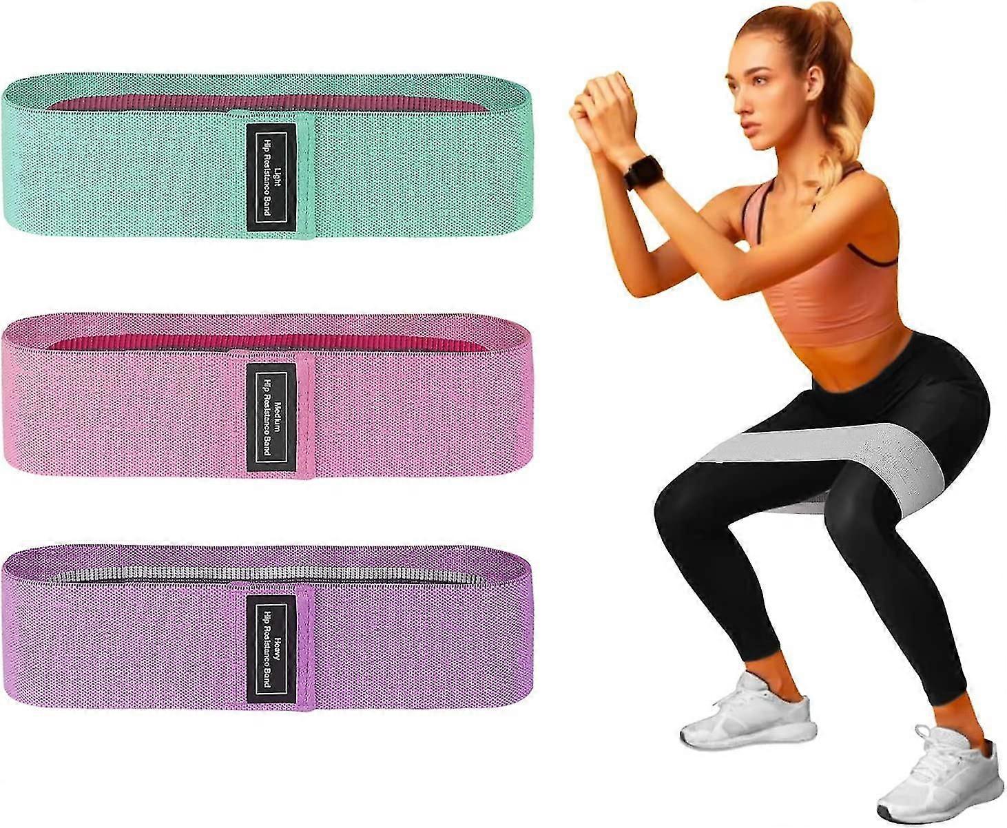 ファブリック抵抗バンドセット(3パック)、戦利品ビルディング用戦利品トレーニングフィットネスバンド、戦利品ビル用3つの異なる抵抗レベルピラティスバンド